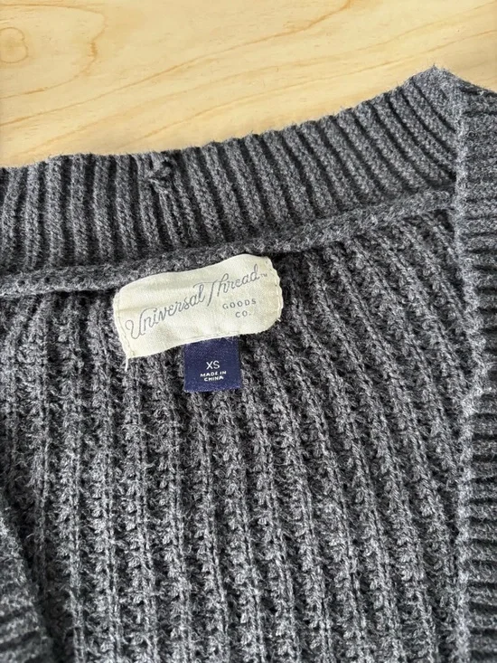 Universal Thread Gray Open-Front Knit Cardigan - Picture 2 of 5